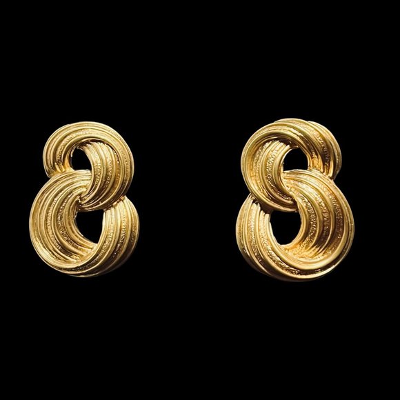 Chunky Gold Tone Infinity Loop Pierced Earrings (4729) - Picture 1 of 3